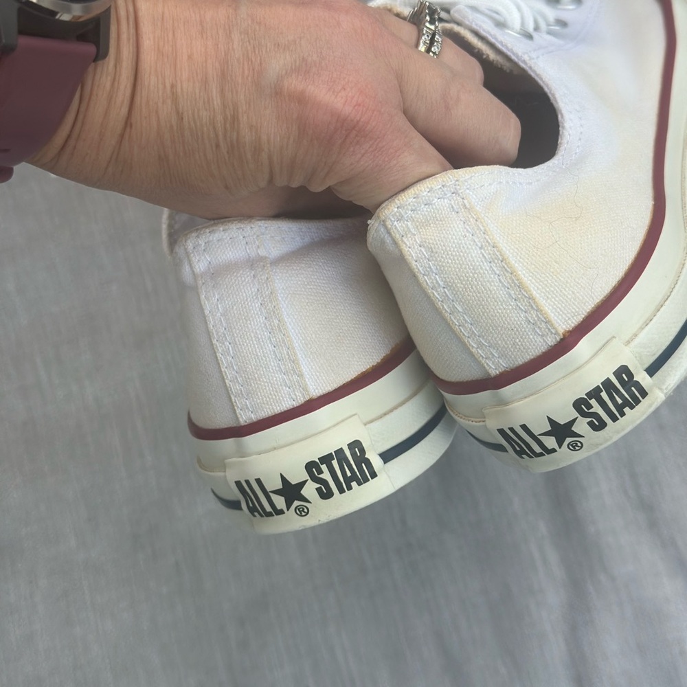 Converse White Canvas Sneakers with Red Trim - Picture 2 of 10